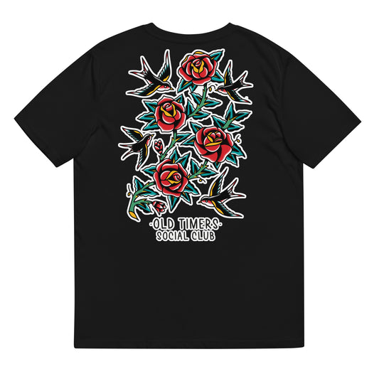 Unisex organic cotton printed T-shirt -ROSES-